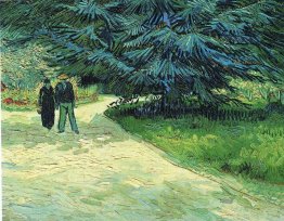 Public Garden with Couple and Blue Fir Tree (The Poet s Garden I