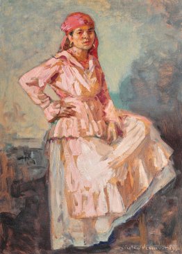 Gipsy Woman with Red Scarf