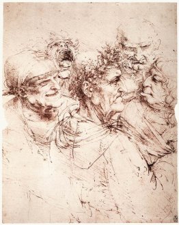 Study of five grotesque heads