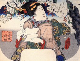 Woman under a cherry tree