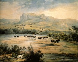 Landscape with buffalo on the upper Missouri