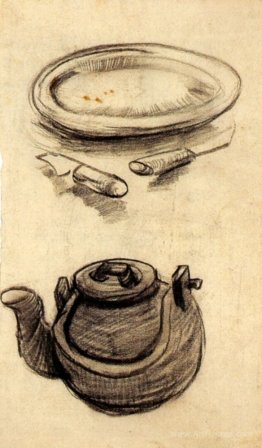 Plate with Cutlery and a Kettle