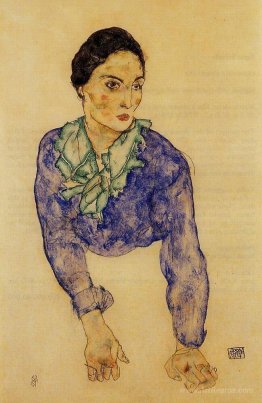 Portrait of a Woman with Blue and Green Scarf