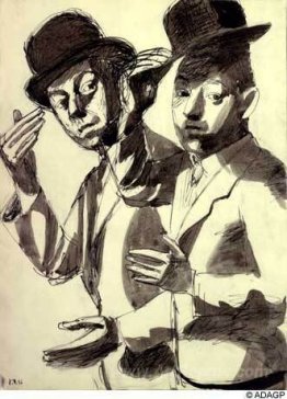 Double self-portrait in a bowler hat