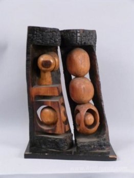 Abstract Carved Wood Sculpture