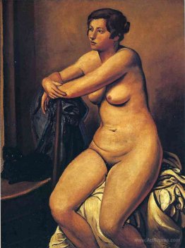 The nude female near the cat