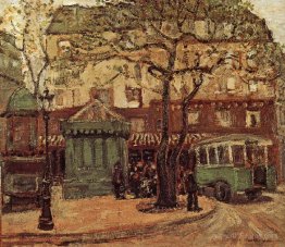 Greenish Bus in Street of Paris