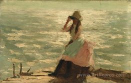 Girl Seated on a Pier