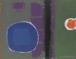 Green and Purple Painting with Blue Disc: May 1960