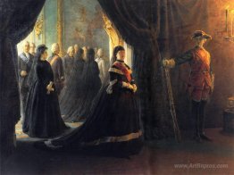 Catherine II (1729-96) at the Coffin of Empress Elizabeth (1709-