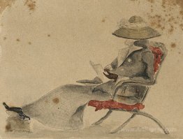 Girl seated, wearing hat