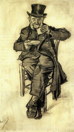 Orphan Man with Top Hat, Drinking Coffee