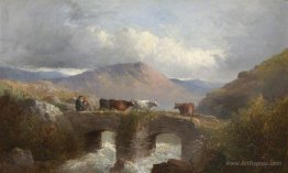 Herdsman with Cattle Crossing Bridge