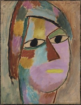 Mystical head: woman's head - yellow mouth