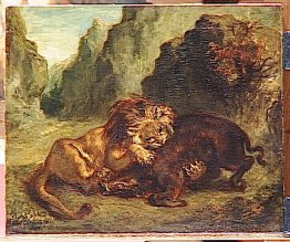 Lion and boar