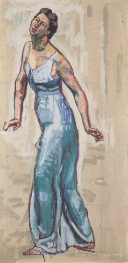 Border woman figure in blue Gwand