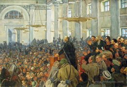 First appearance of Lenin at a meeting in Smolny, the Petrograd