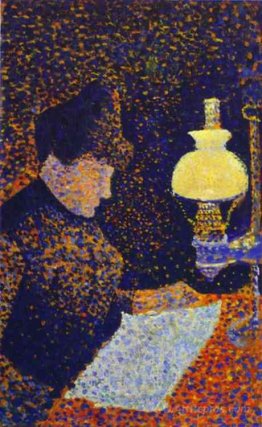 Woman by a lamp