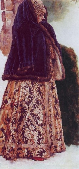 Young lady with violet overcoat