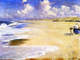 Marie Krøyer Painting on the Beach at Stenbjerg