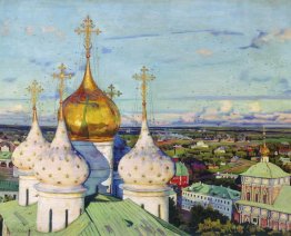 Domes and swallows. Assumption Cathedral of the Trinity Sergius