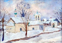 Winter landscape with a church