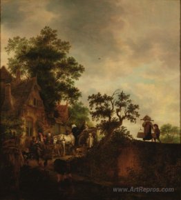 Travellers Halting at an Inn