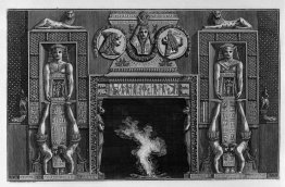 Egyptian-style fireplace, two on each side jugglers spilled on t