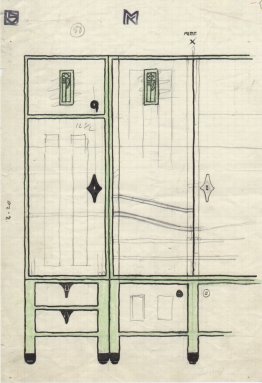 Draft drawings for a cabinet in the headquarters of the Vienna W