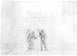 Perspective drawing for baseball players practicing