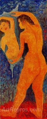 Female nude in front of the mirror