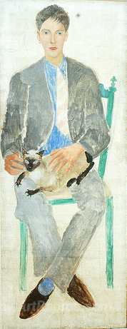 Boy with cat, portrait of fr.Jean Bougoint