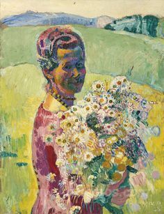 Lady With Flowers - Anna Amiet With Flowers