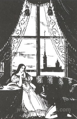 An illustration from A. Pushkin's "Eugene Onegin"