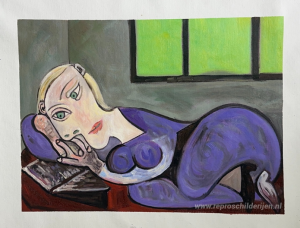 Reclining woman reading